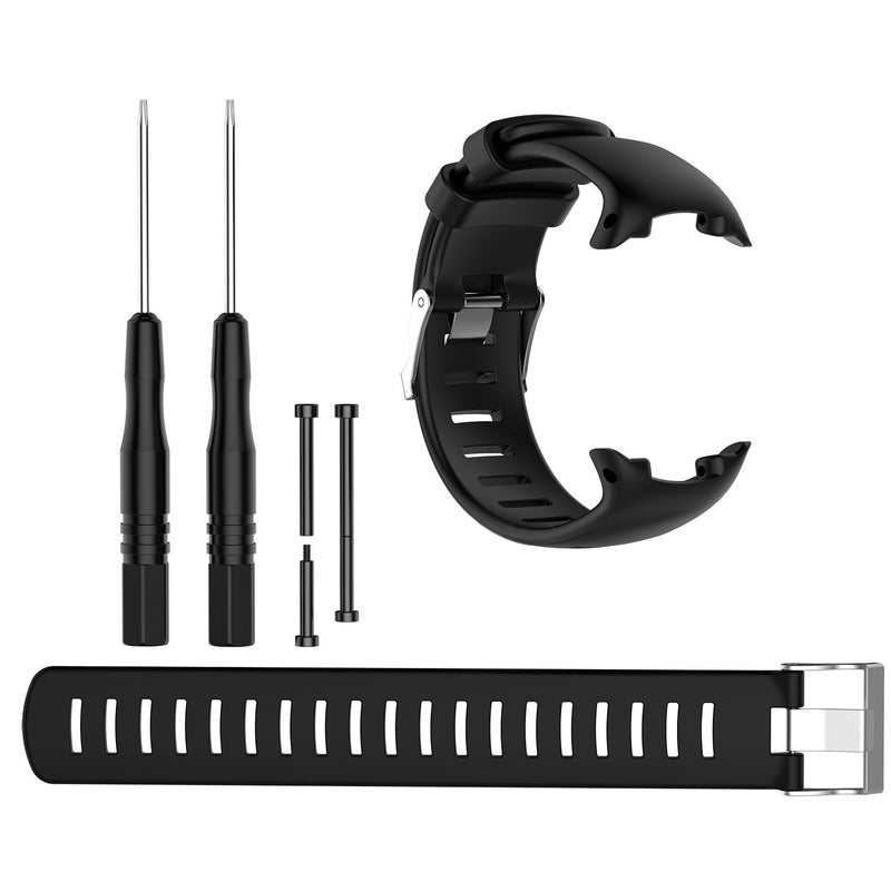 QGHXO Band for Suunto D4 / D4i, Classic Replacement Soft WristBand for Suunto D4 / D4i Novo Watch, Fits 5.7"-8.6" (145mm-220mm) Wrist (BK) - Image 1